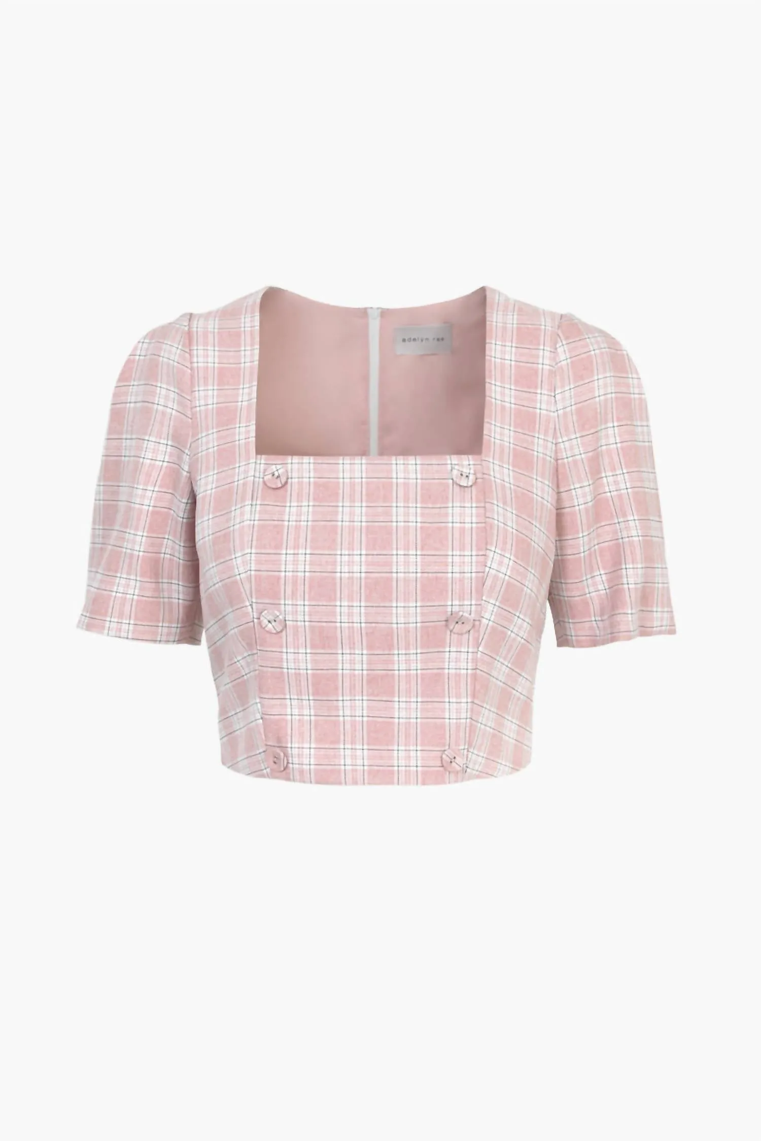 Adelyn Rae - Violet Plaid Double Breasted Crop Top