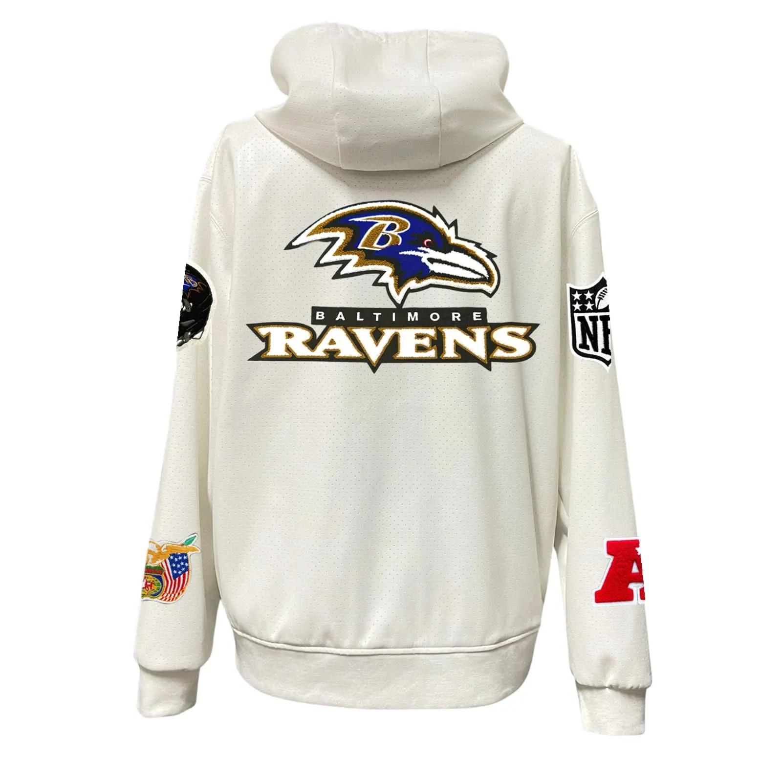 BALTIMORE RAVENS LIGHTWEIGHT VEGAN ZIP-UP HOODED JACKET WHITE