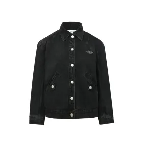 Black Denim Diamante Embellished Jacket
