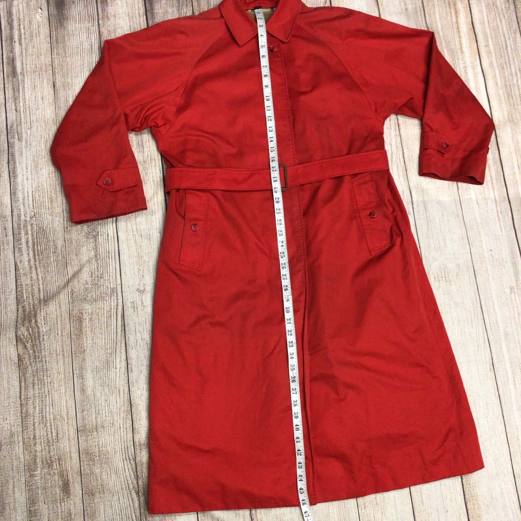 Burberrys Red Trench Coat w/Removable Wool Lining Size 12 Regular