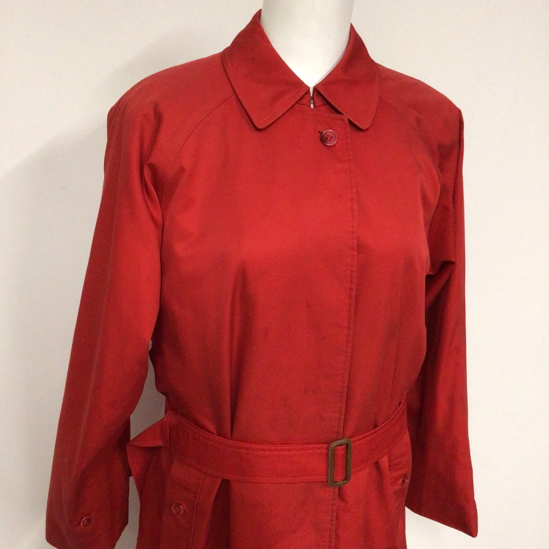 Burberrys Red Trench Coat w/Removable Wool Lining Size 12 Regular