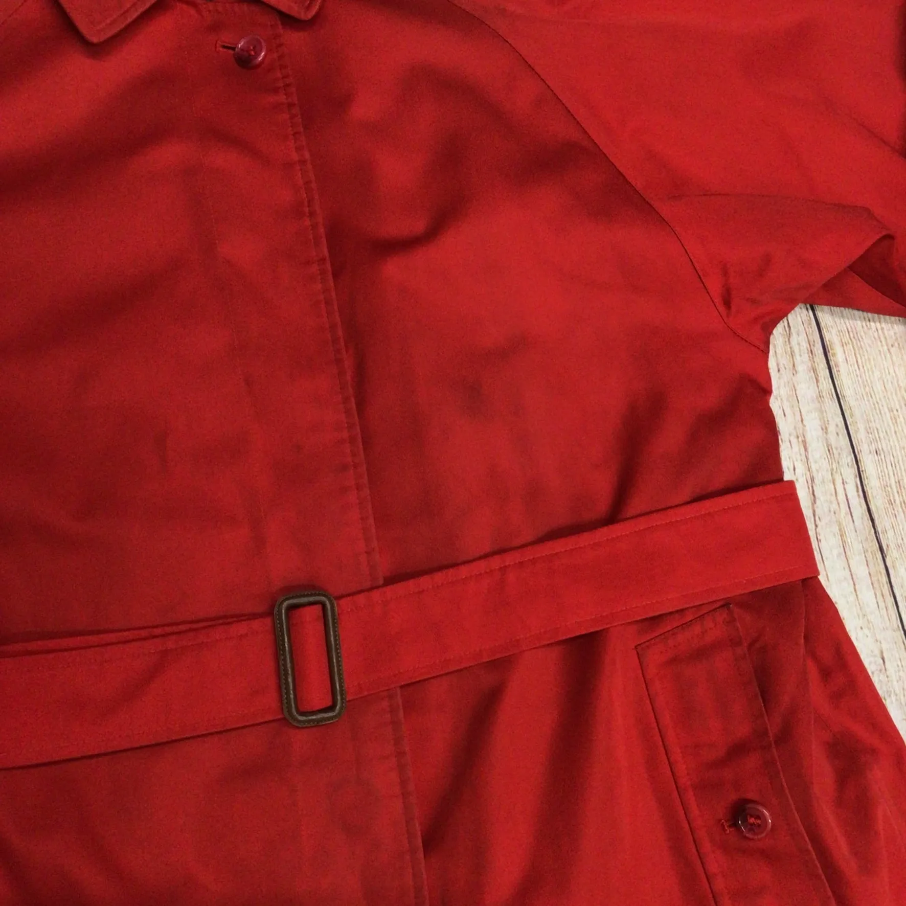 Burberrys Red Trench Coat w/Removable Wool Lining Size 12 Regular