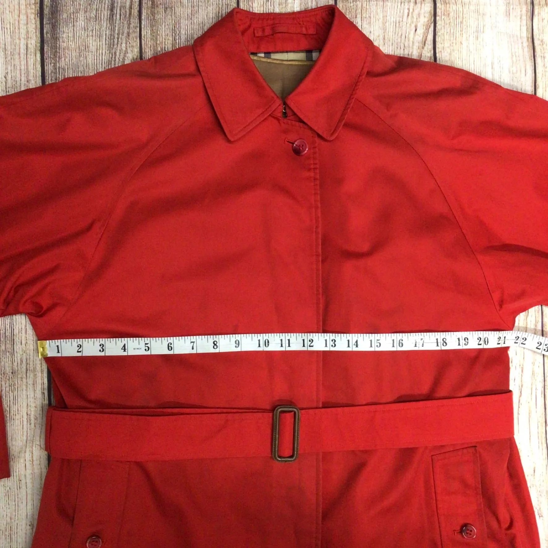 Burberrys Red Trench Coat w/Removable Wool Lining Size 12 Regular