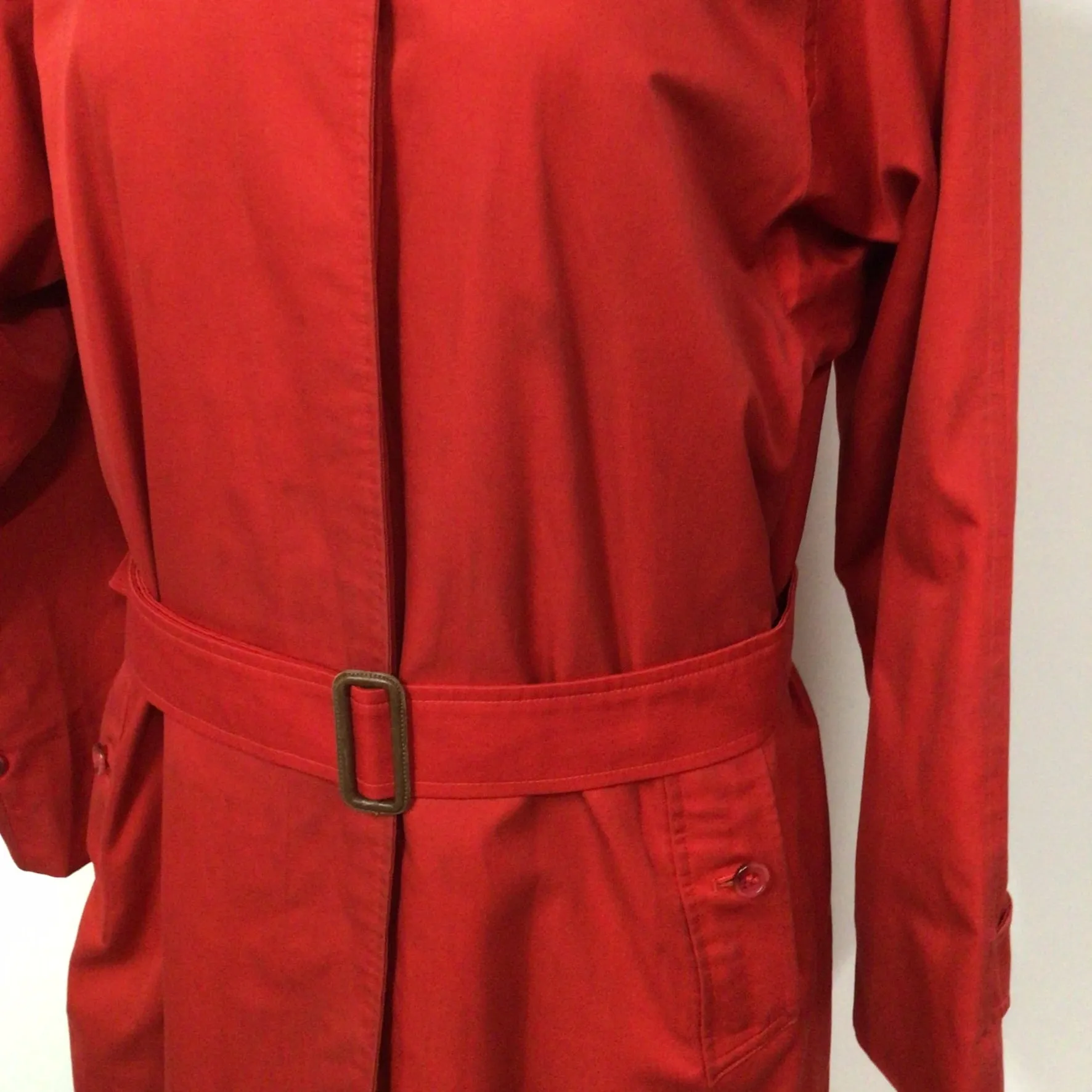 Burberrys Red Trench Coat w/Removable Wool Lining Size 12 Regular