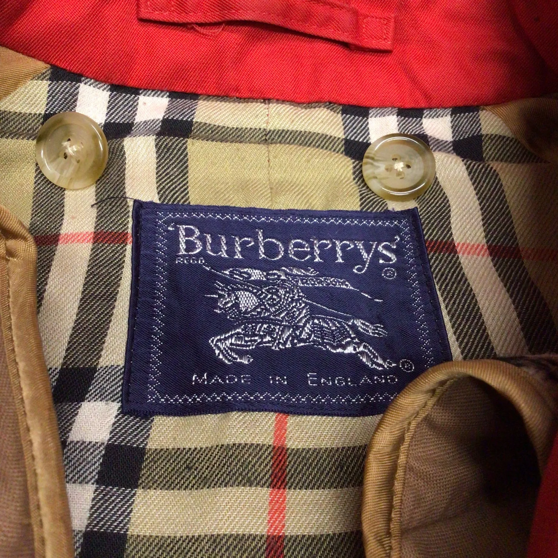 Burberrys Red Trench Coat w/Removable Wool Lining Size 12 Regular