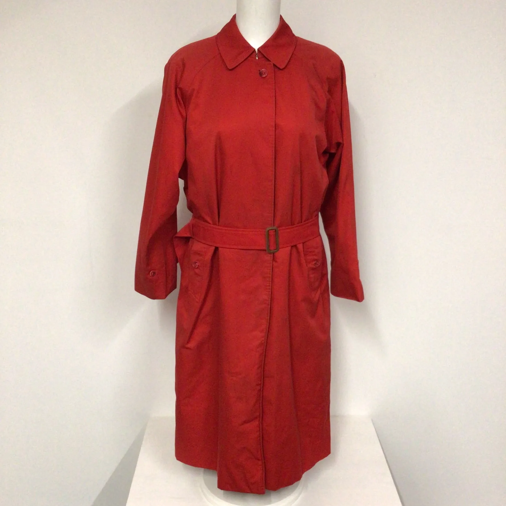 Burberrys Red Trench Coat w/Removable Wool Lining Size 12 Regular