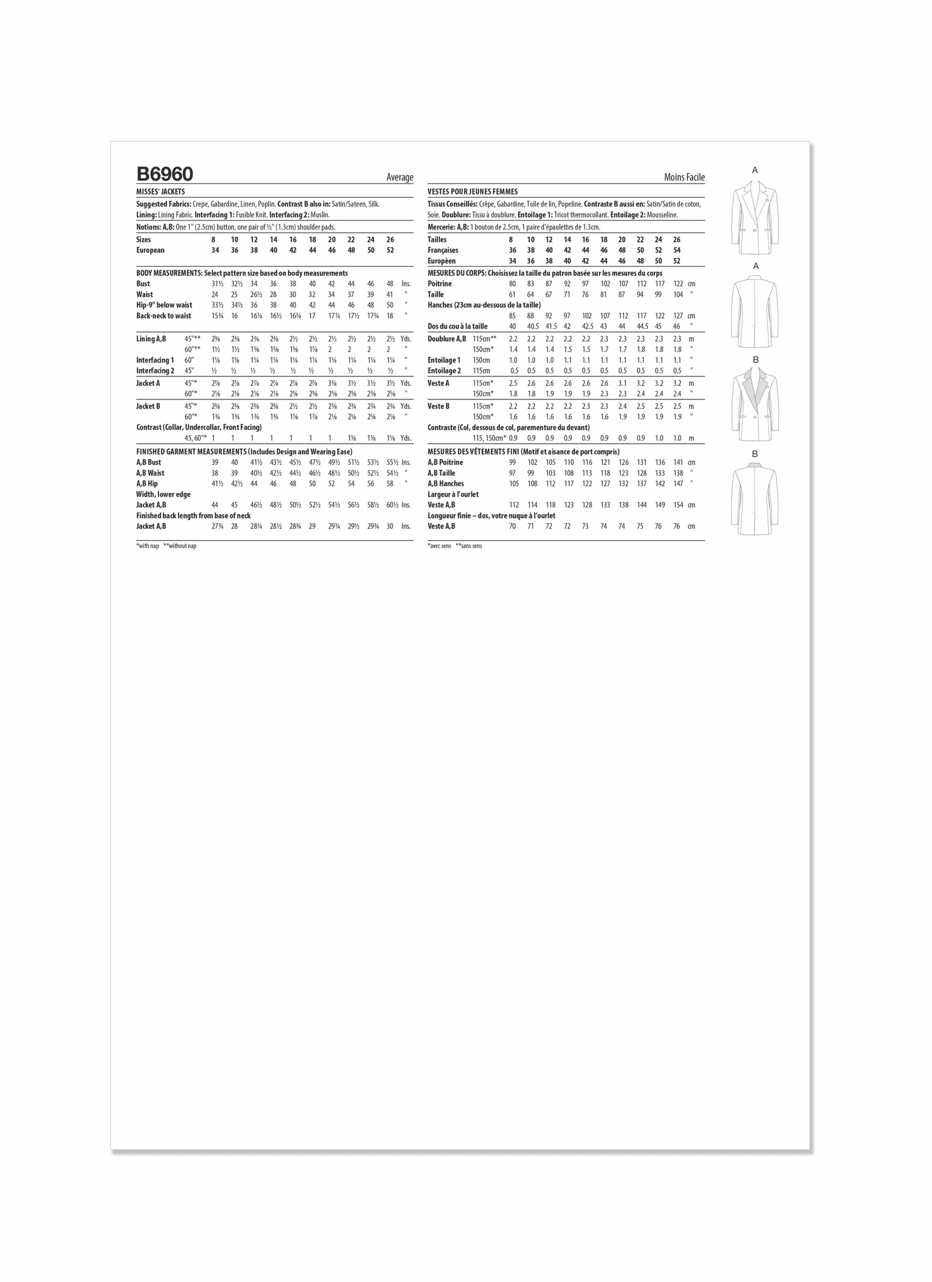 Butterick Jackets B6960
