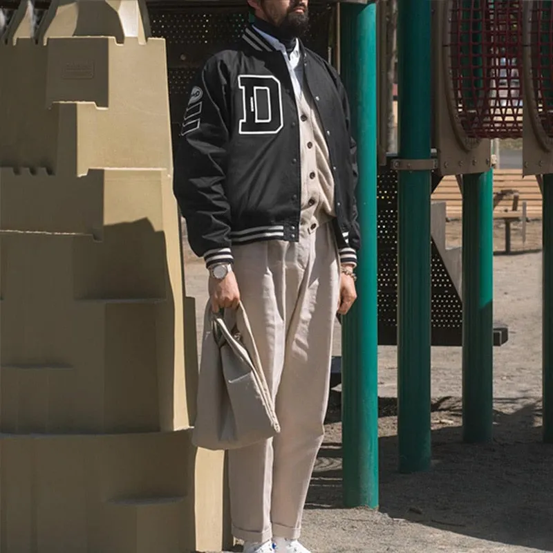 Casual Black Baseball Bomber Jackets