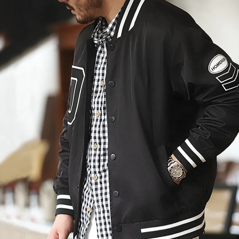 Casual Black Baseball Bomber Jackets