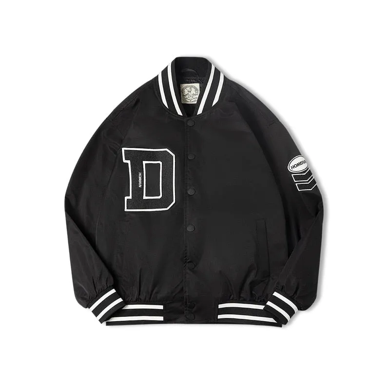 Casual Black Baseball Bomber Jackets