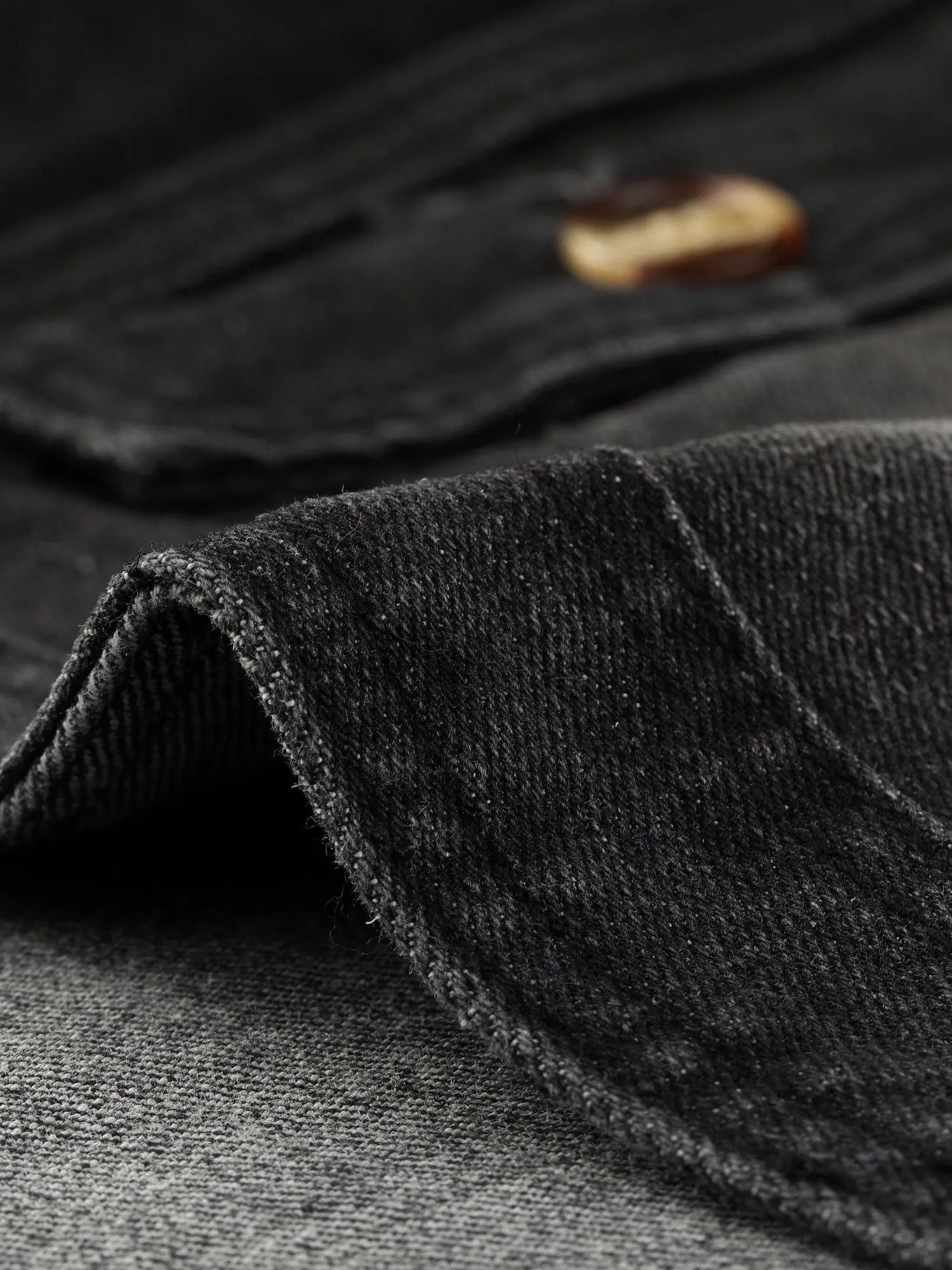 Denim Collarless Pockets 3/4 Sleeve Feminine Style Jacket