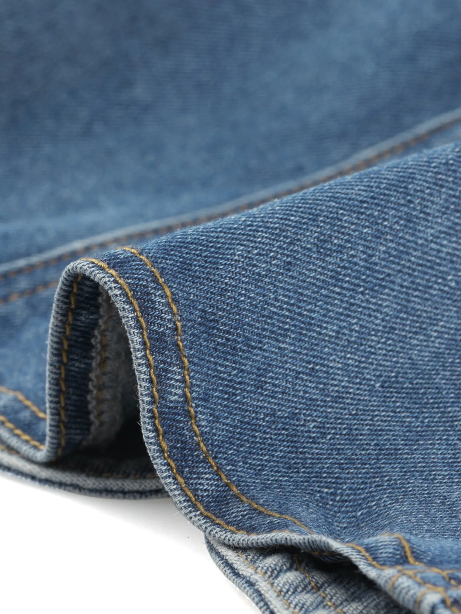 Denim Collarless Pockets 3/4 Sleeve Feminine Style Jacket
