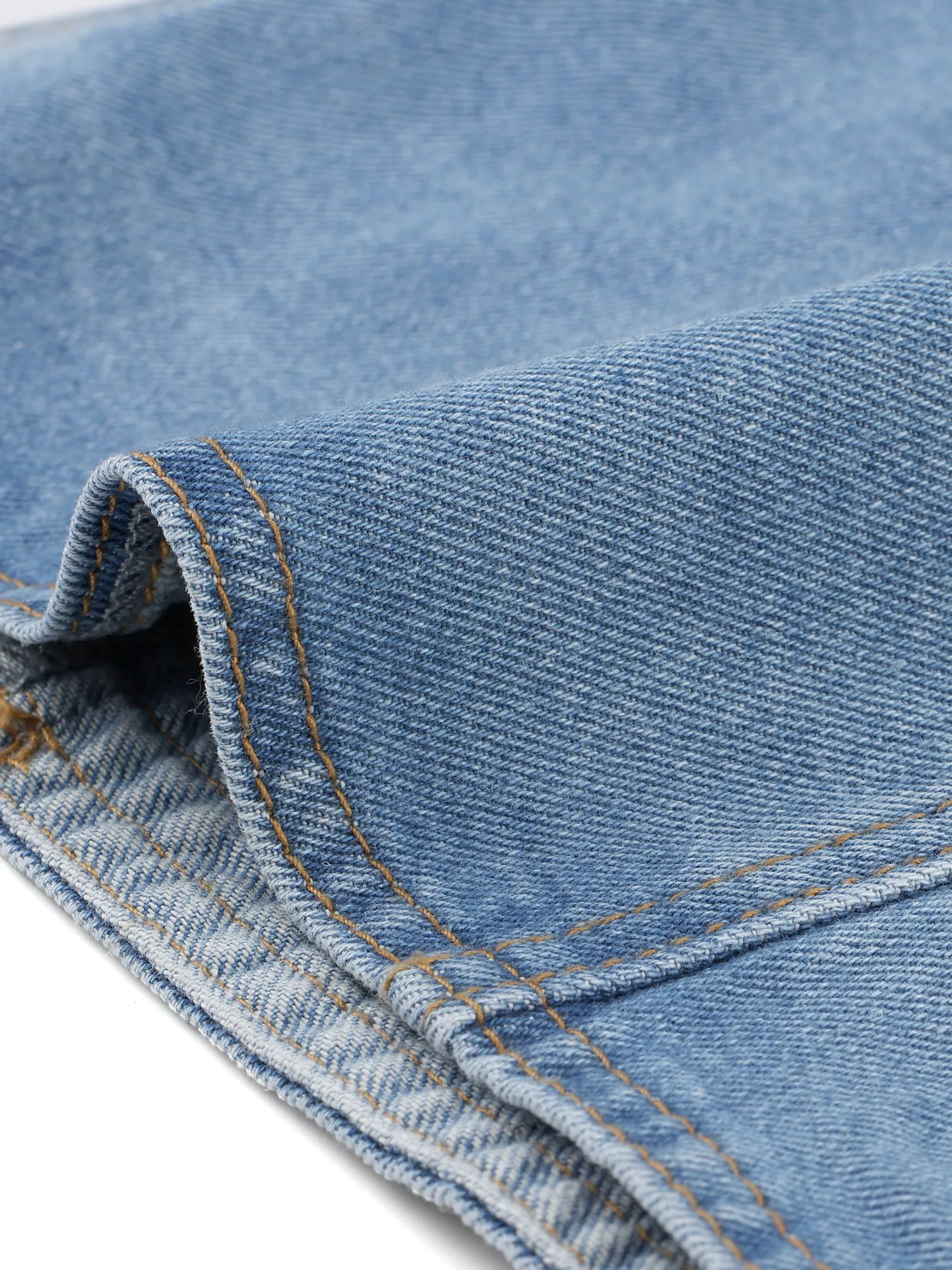 Denim Collarless Pockets 3/4 Sleeve Feminine Style Jacket
