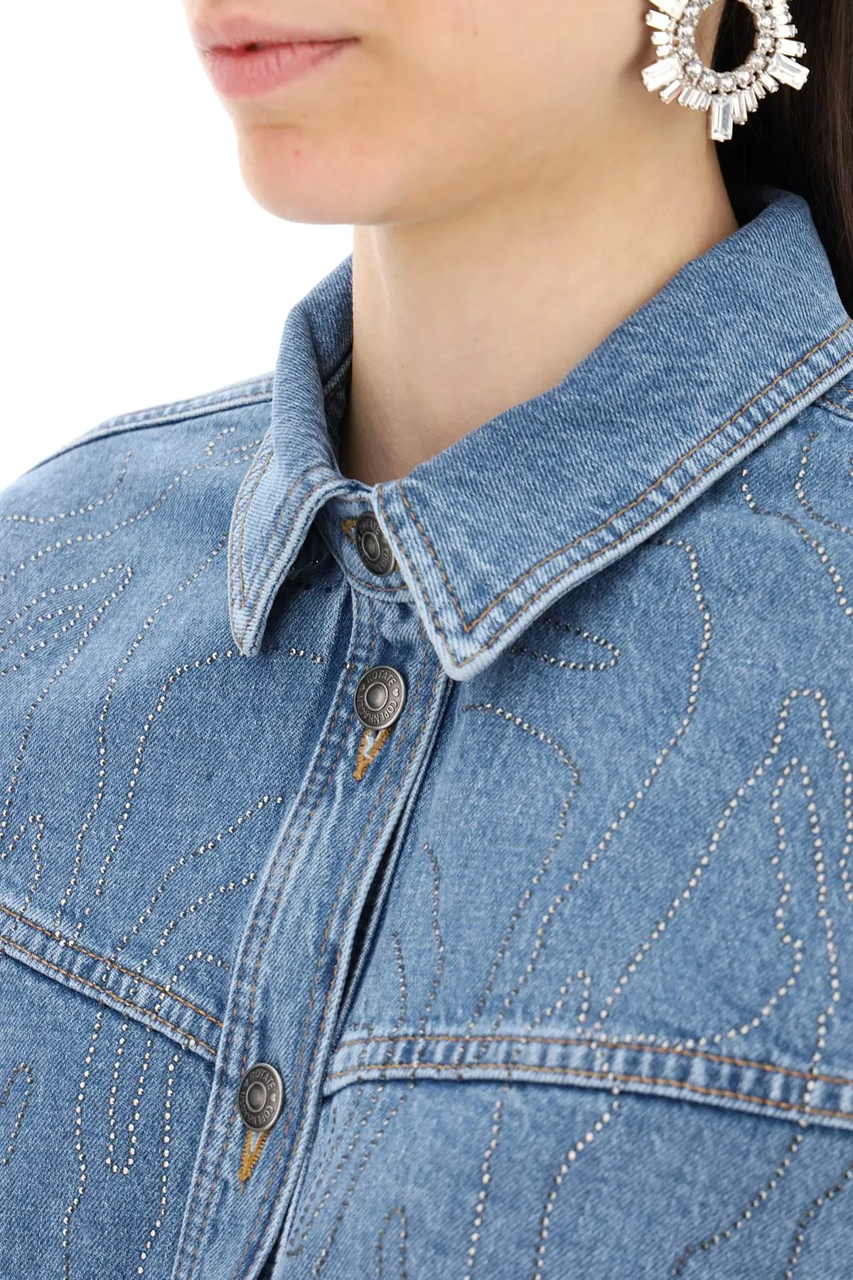 denim overshirt with rhin