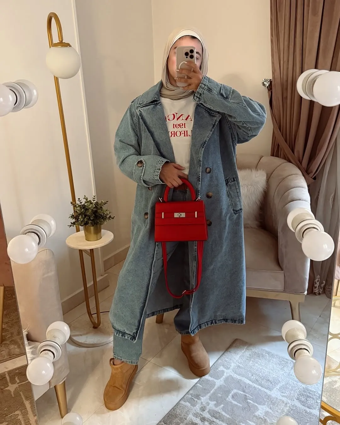 Denim trench coat