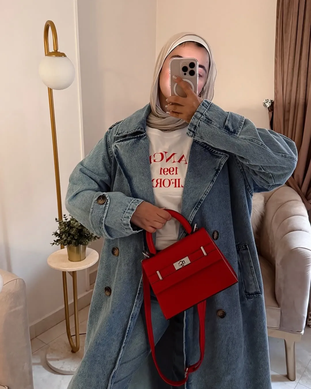 Denim trench coat