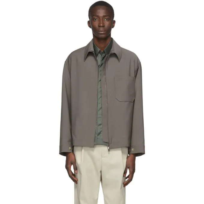 Deveaux New York Grey Wool Zip-Up Jacket