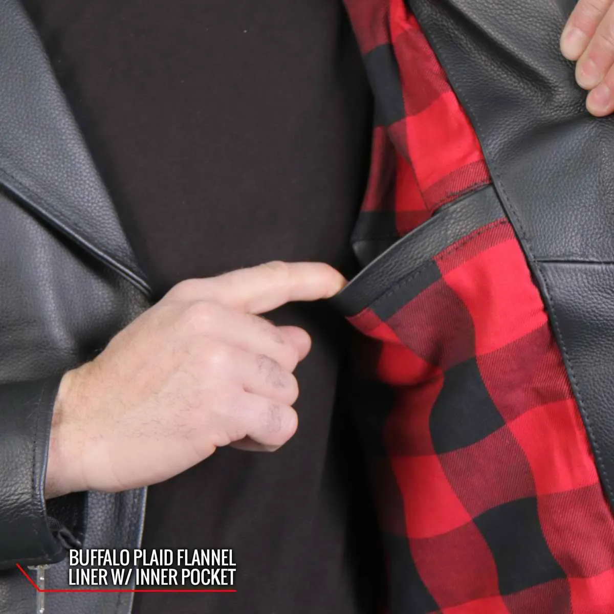 Hot Leathers JKM2001 Mens Black Skull And Crossbones' Motorcycle Leather Jacket