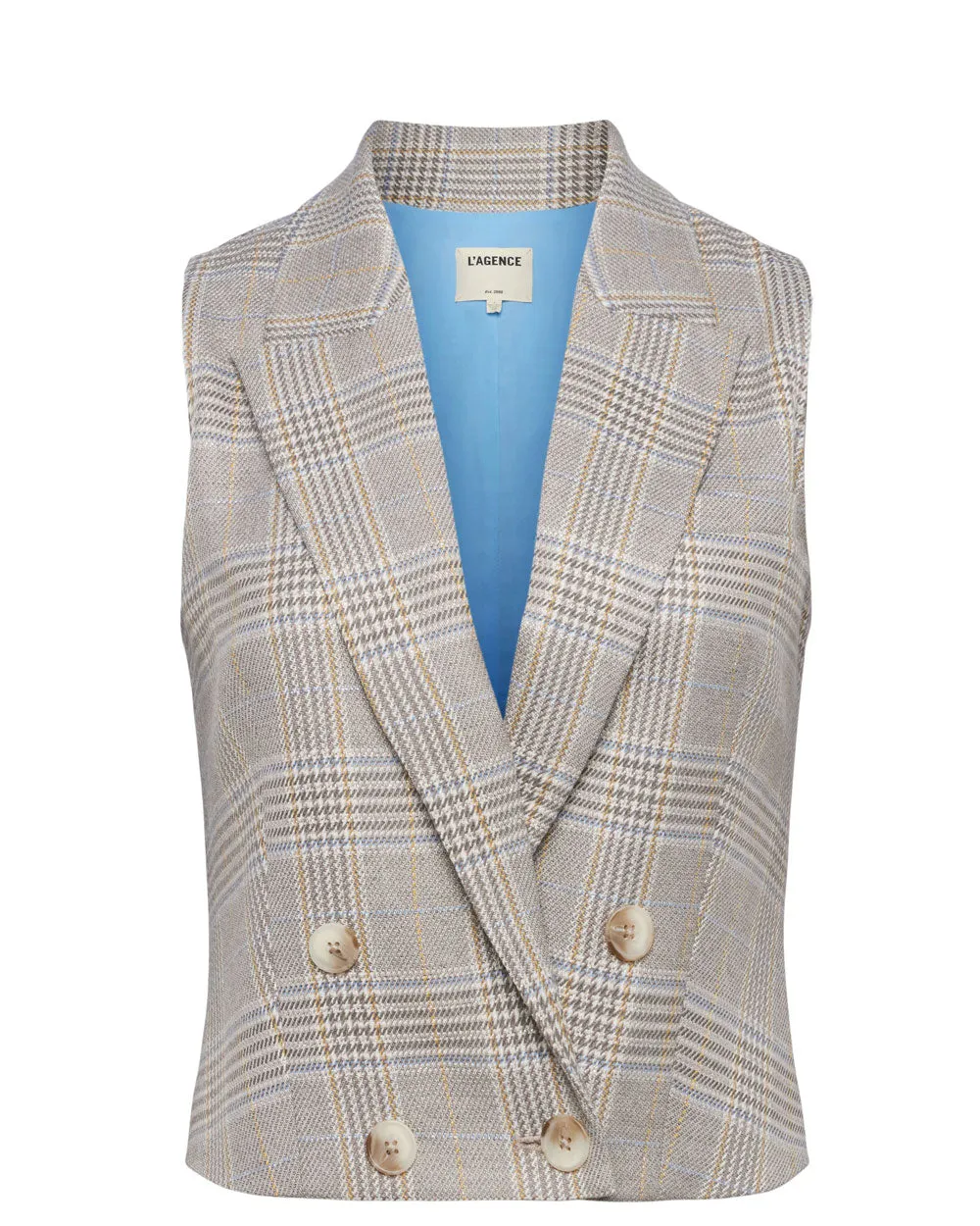 Ivory and Natural Fable Double Breasted Vest