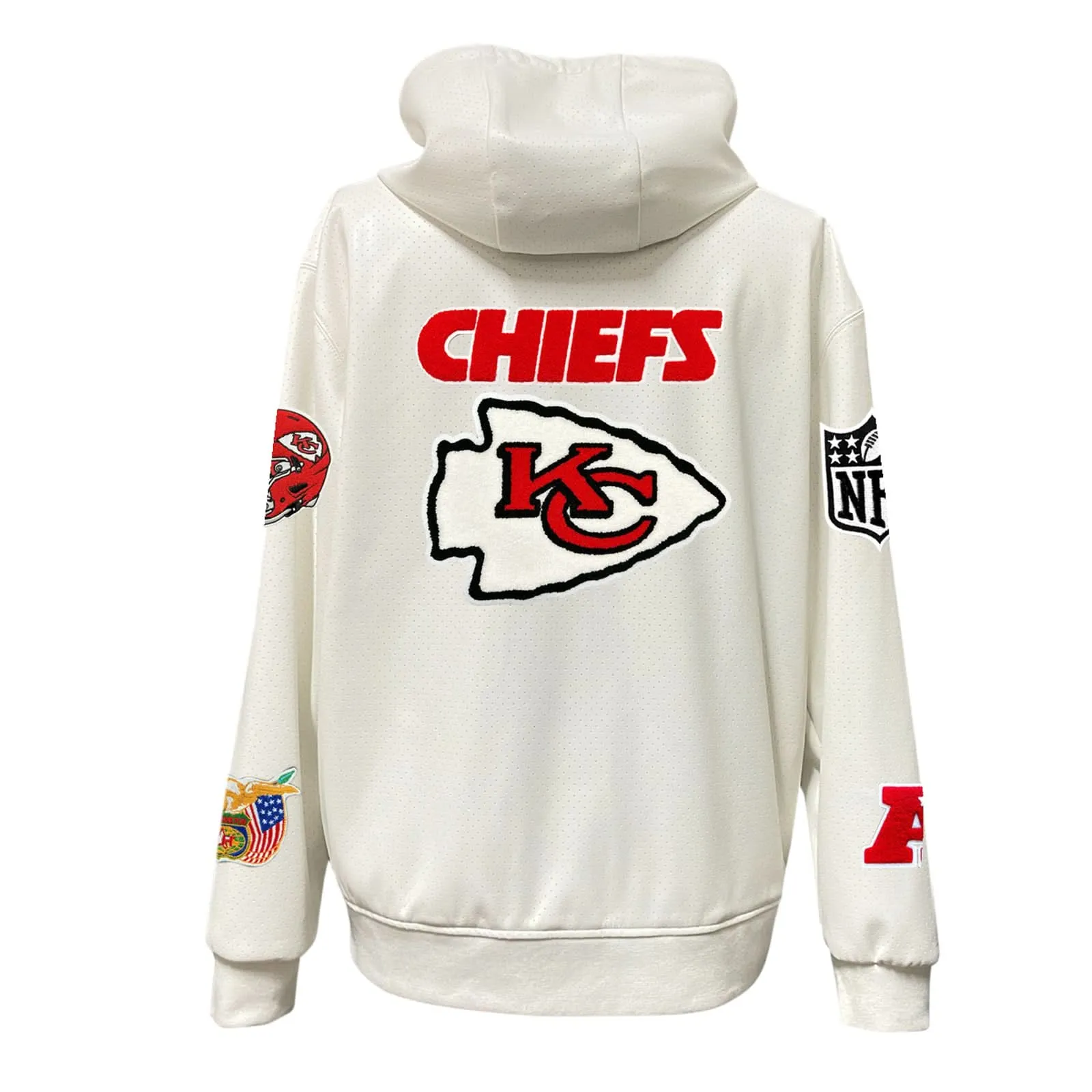 KANSAS CITY CHIEFS LIGHTWEIGHT VEGAN ZIP-UP HOODED JACKET WHITE