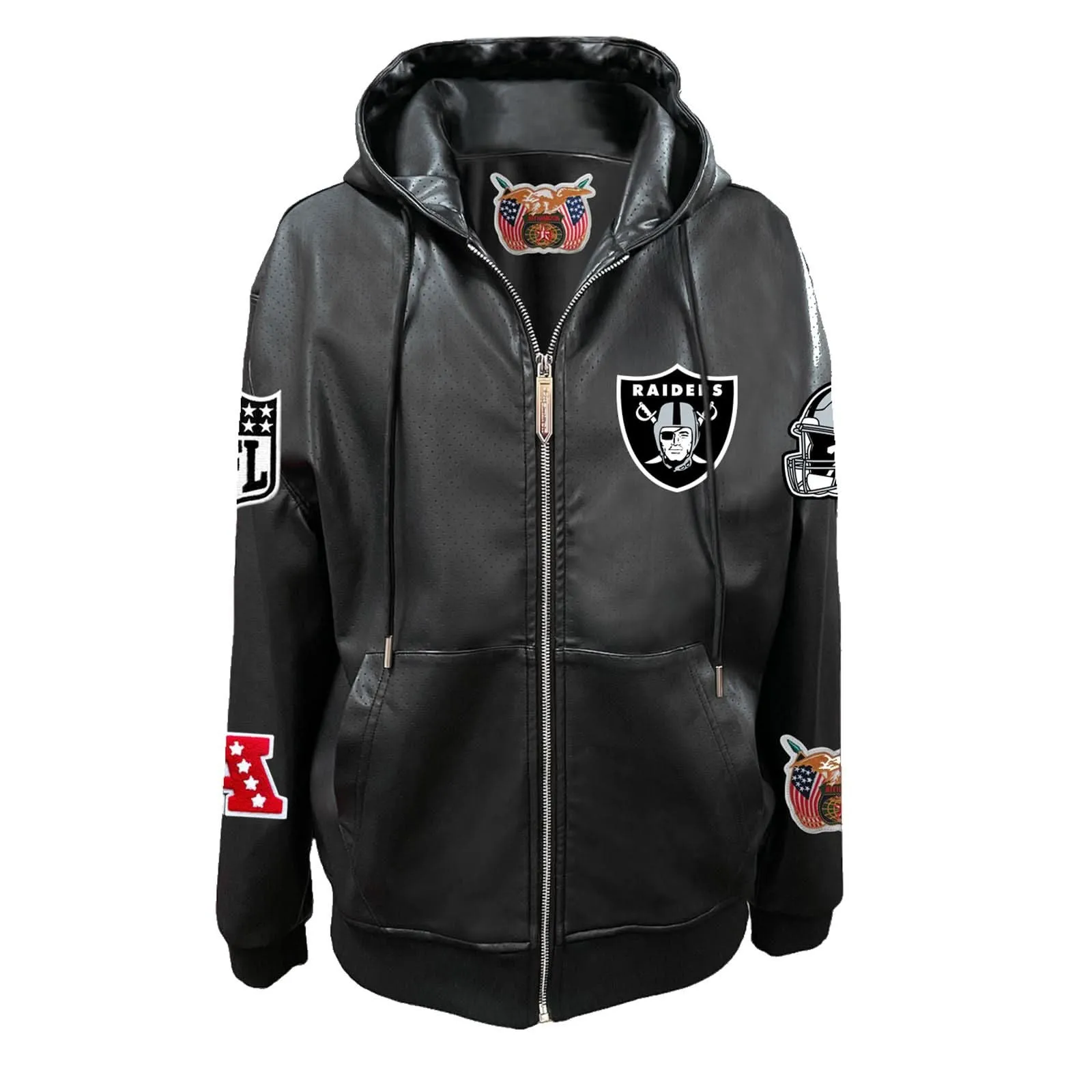 LAS VEGAS RAIDERS LIGHTWEIGHT VEGAN ZIP-UP HOODED JACKET