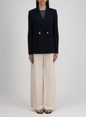 Loro Piano Double Breasted Blazer in Navy Blue