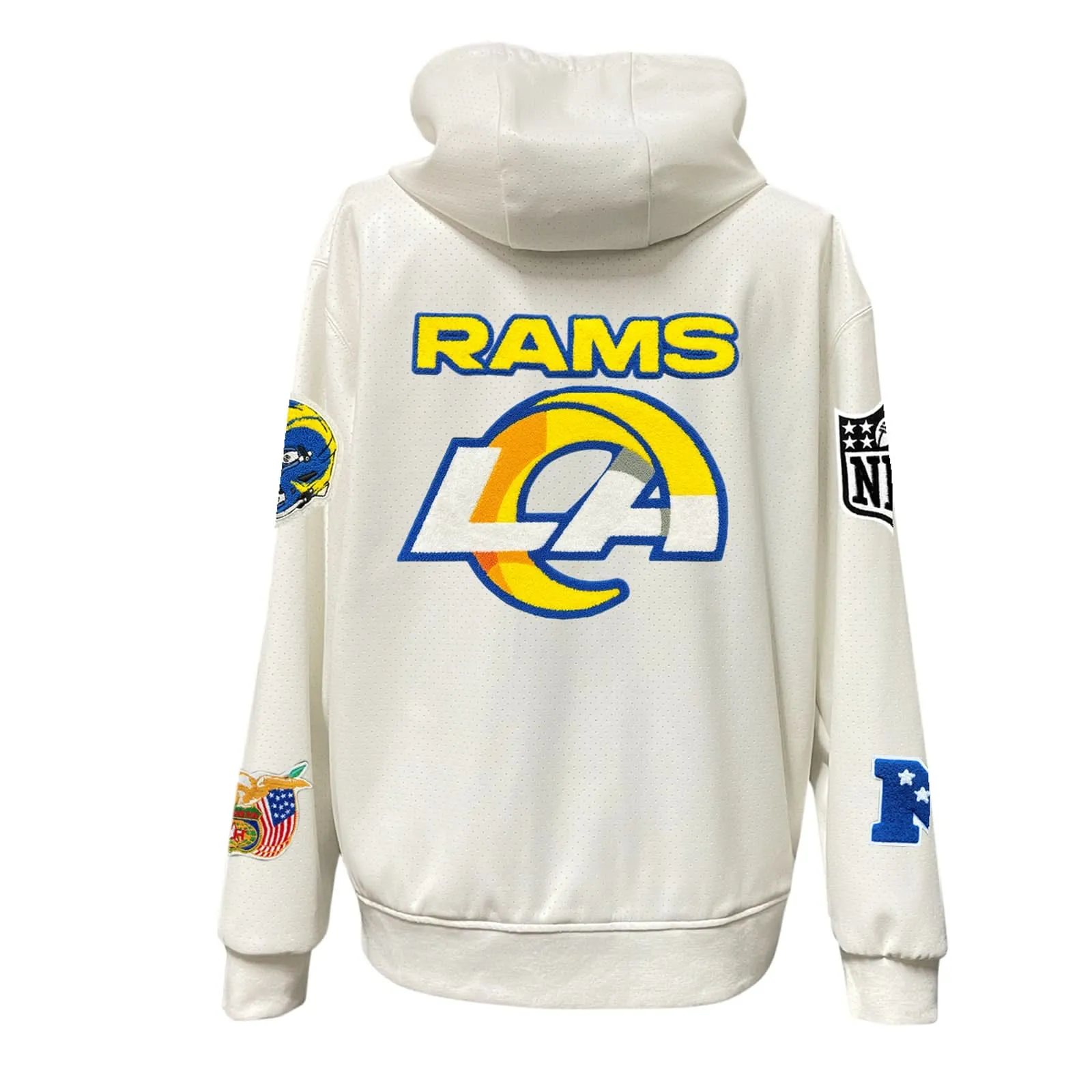 LOS ANGELES RAMS LIGHTWEIGHT VEGAN ZIP-UP HOODED JACKET WHITE
