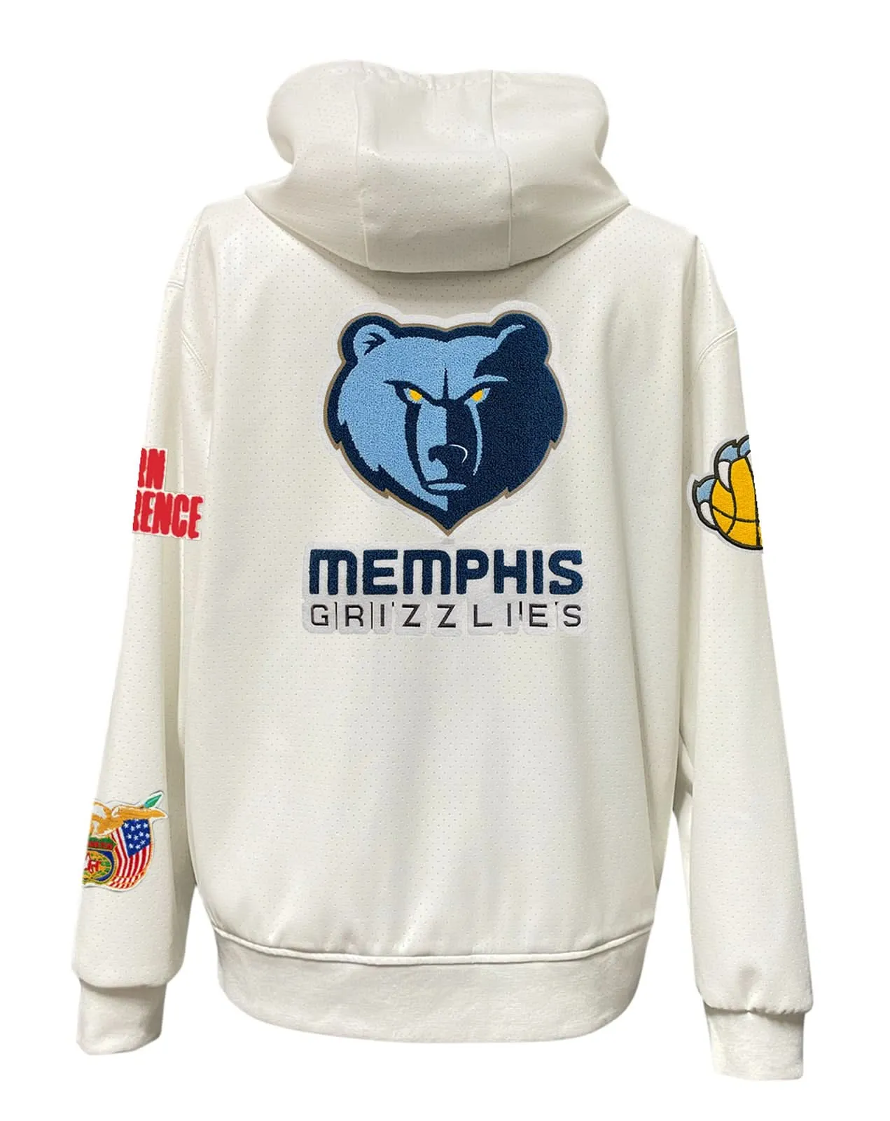 MEMPHIS GRIZZLIES LIGHTWEIGHT VEGAN ZIP-UP HOODED JACKET WHITE