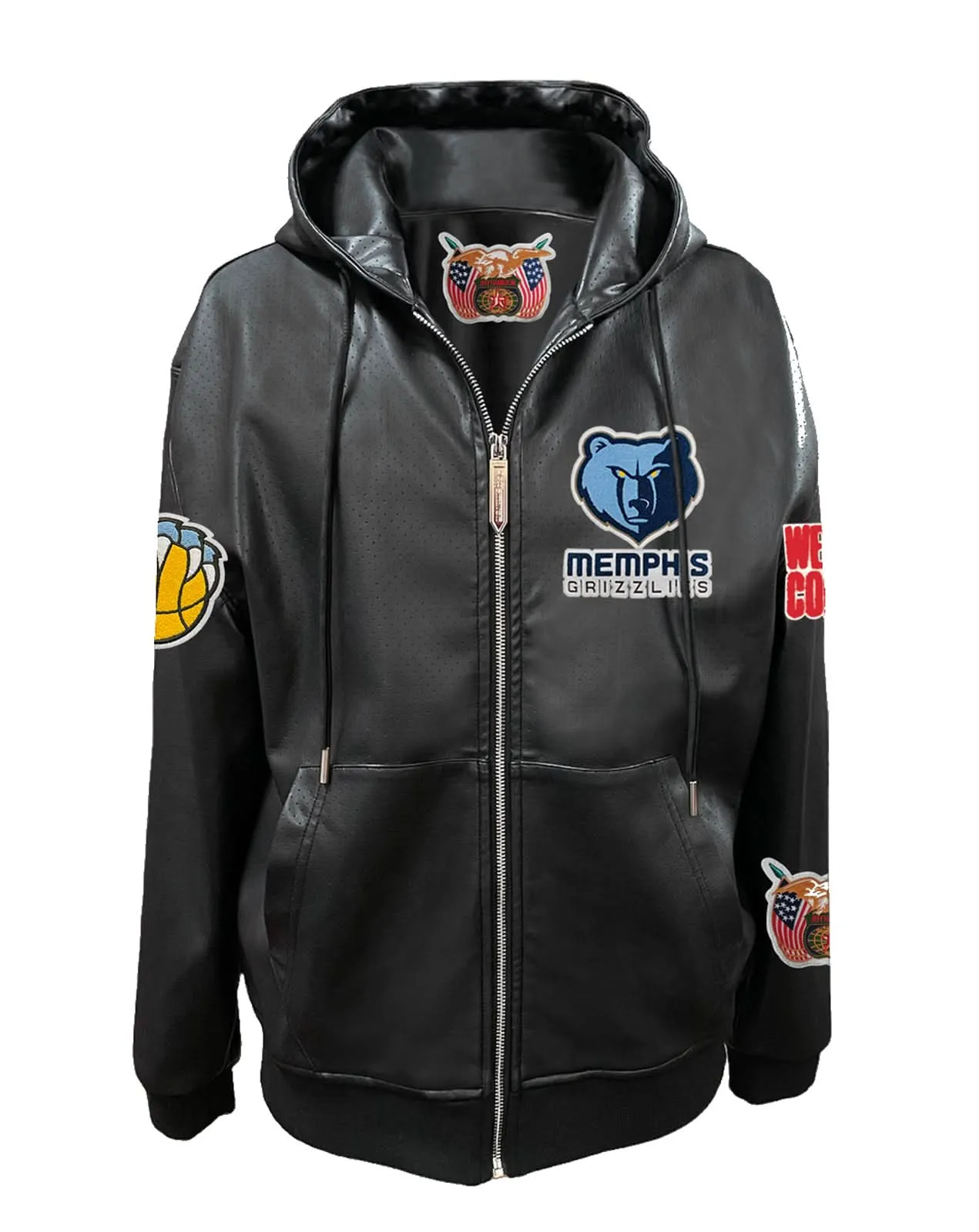 MEMPHIS GRIZZLIES LIGHTWEIGHT VEGAN ZIP-UP HOODED JACKET