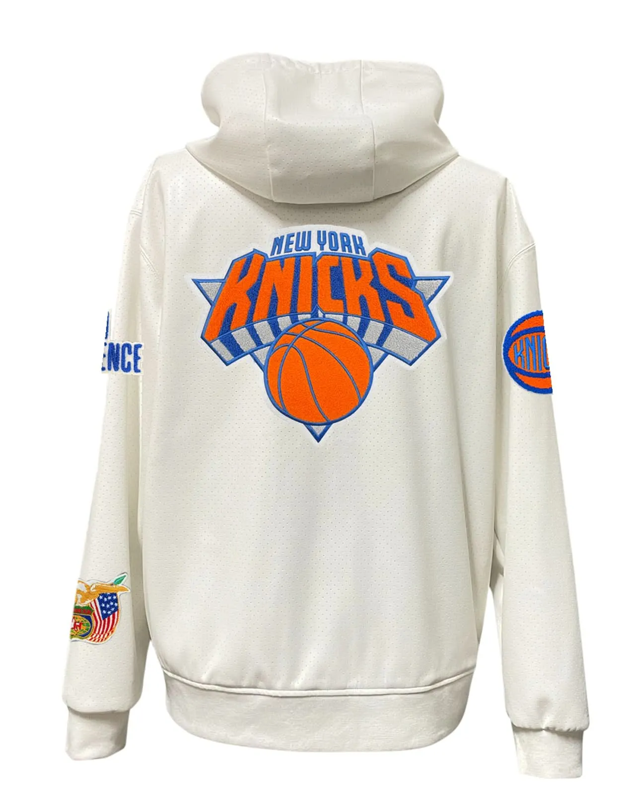 NEW YORK KNICKS LIGHTWEIGHT VEGAN ZIP-UP HOODED JACKET WHITE