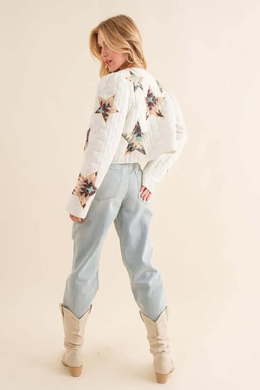 Off White Quilted Starry Padded Western Jacket