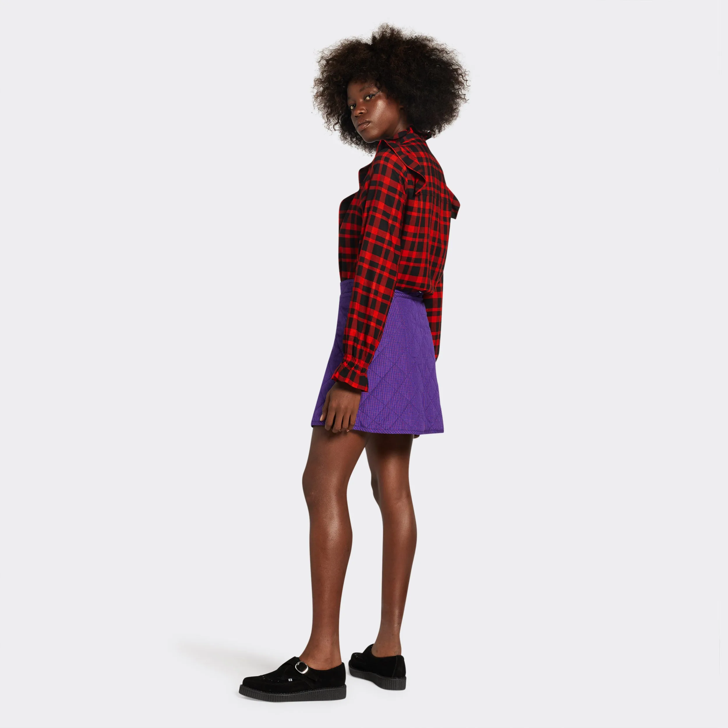 Reversible Quilted Mini Skirt Maasai Red & Black