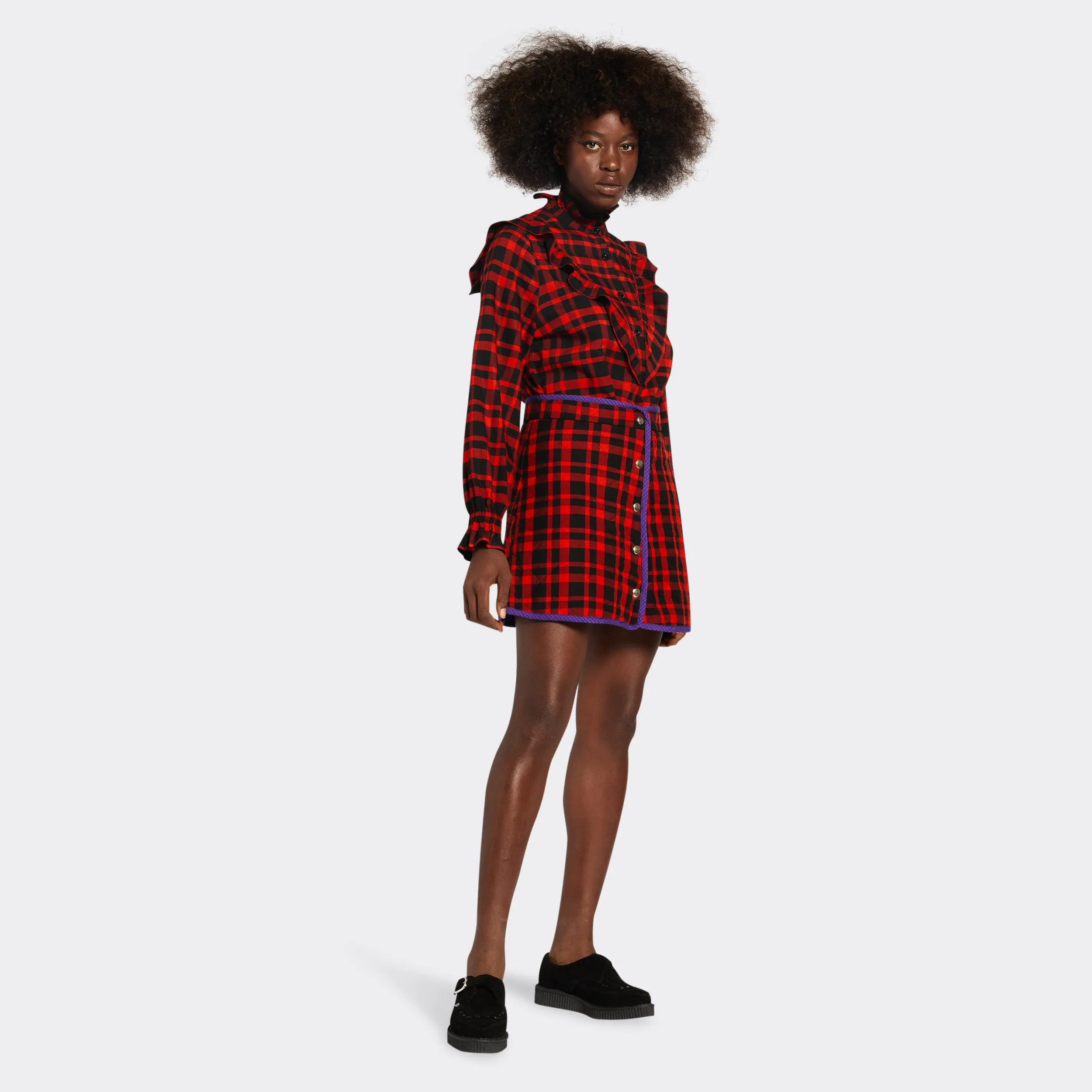 Reversible Quilted Mini Skirt Maasai Red & Black