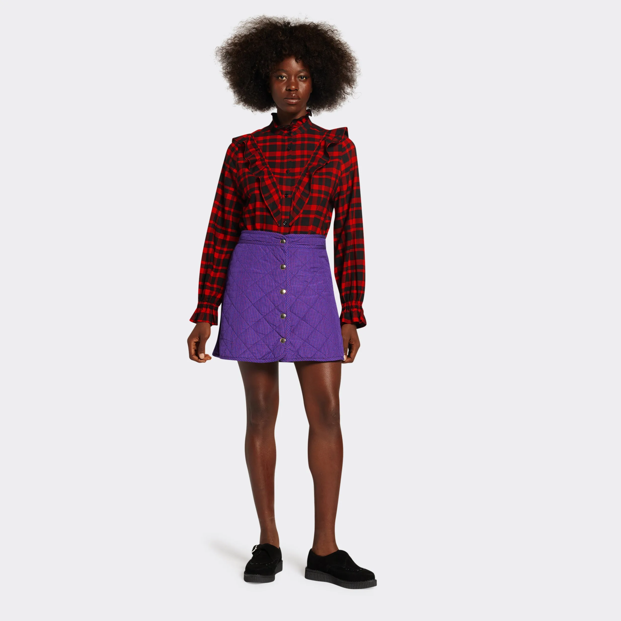 Reversible Quilted Mini Skirt Maasai Red & Black
