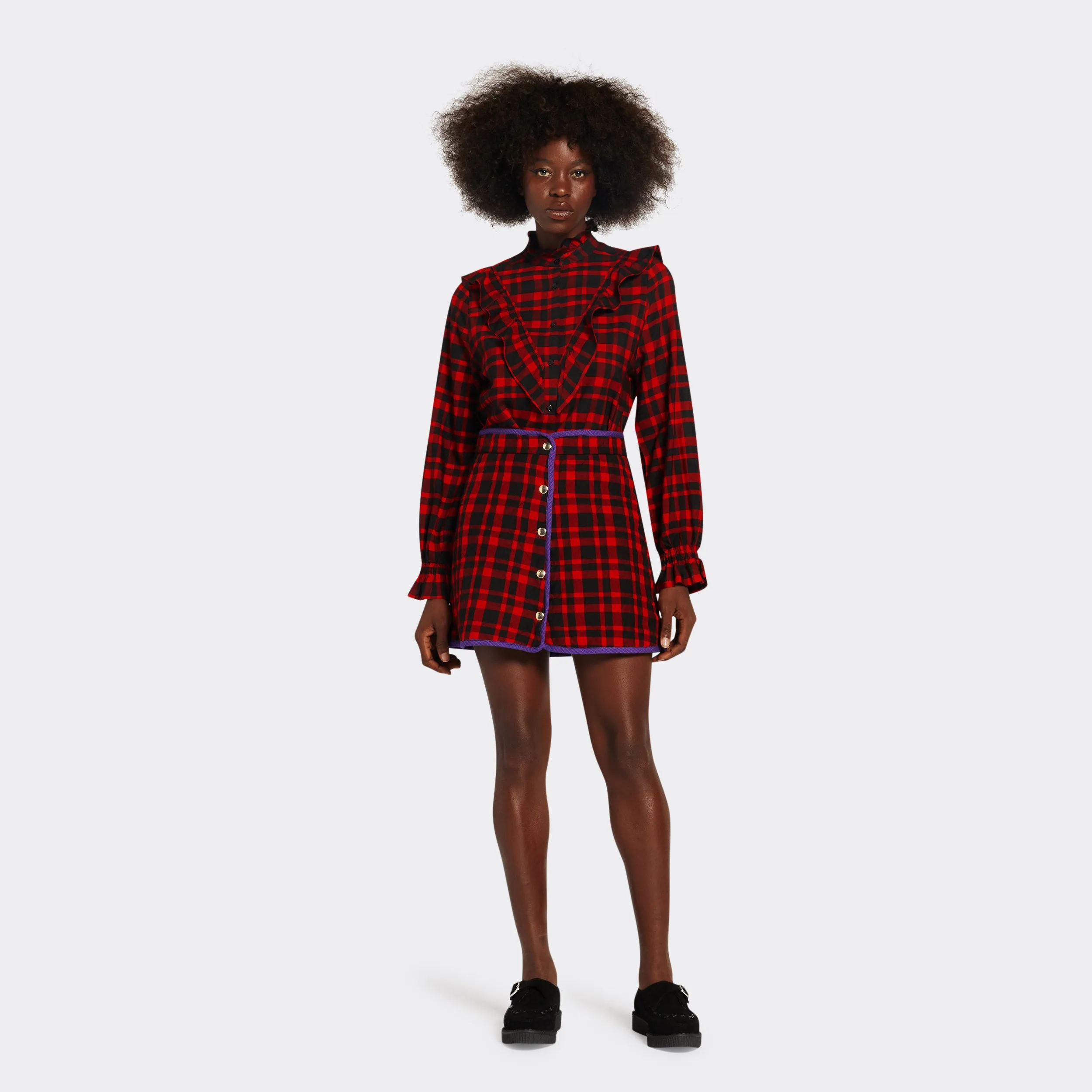 Reversible Quilted Mini Skirt Maasai Red & Black