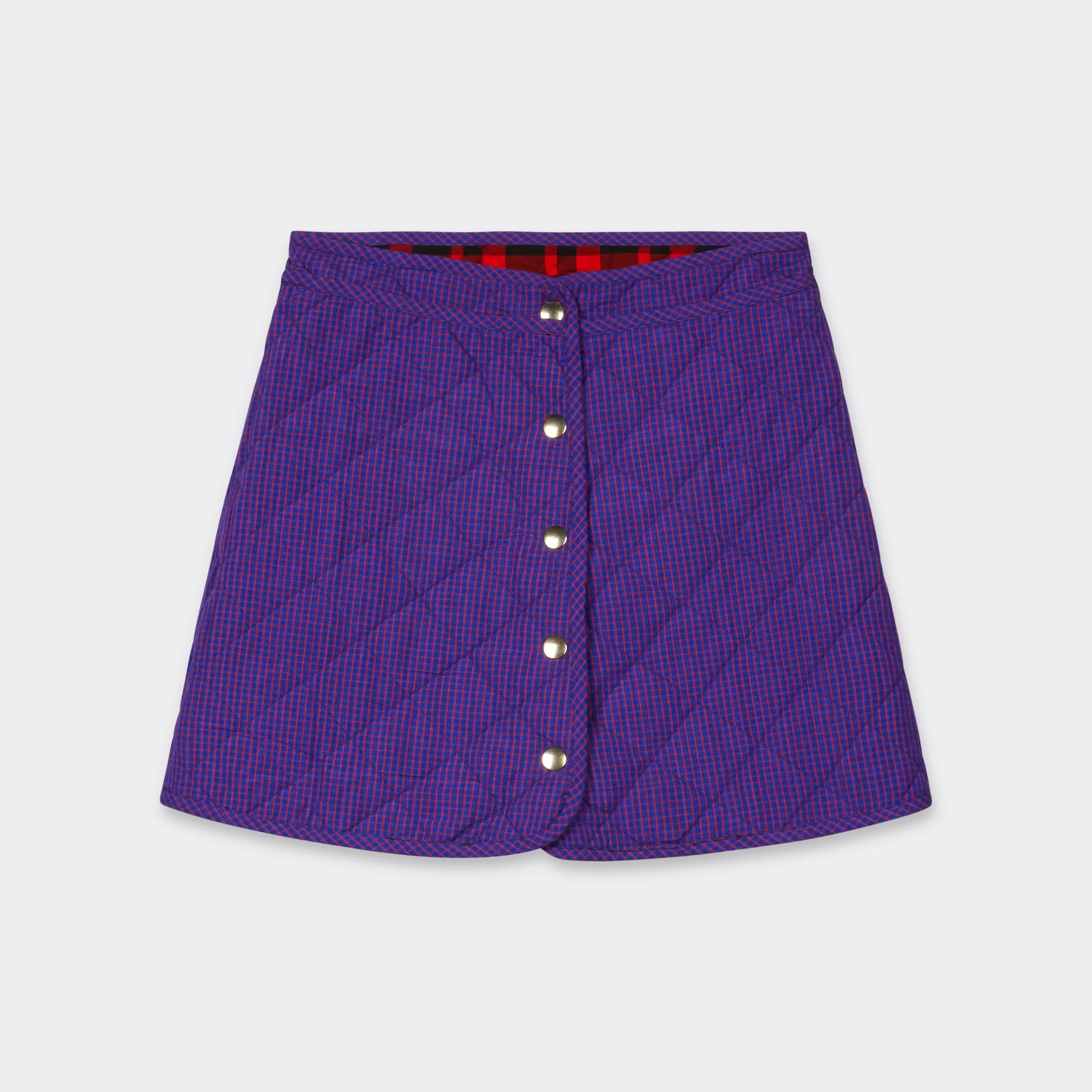 Reversible Quilted Mini Skirt Maasai Red & Black