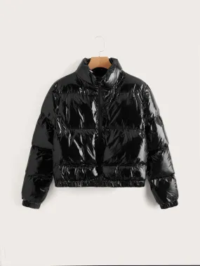 Solid Zip Front Puffer Coat FW23