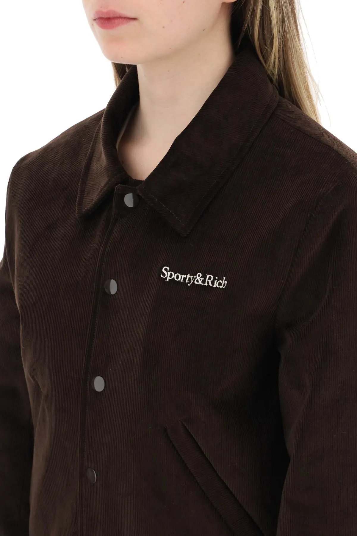 Sporty rich corduroy varsity jacket
