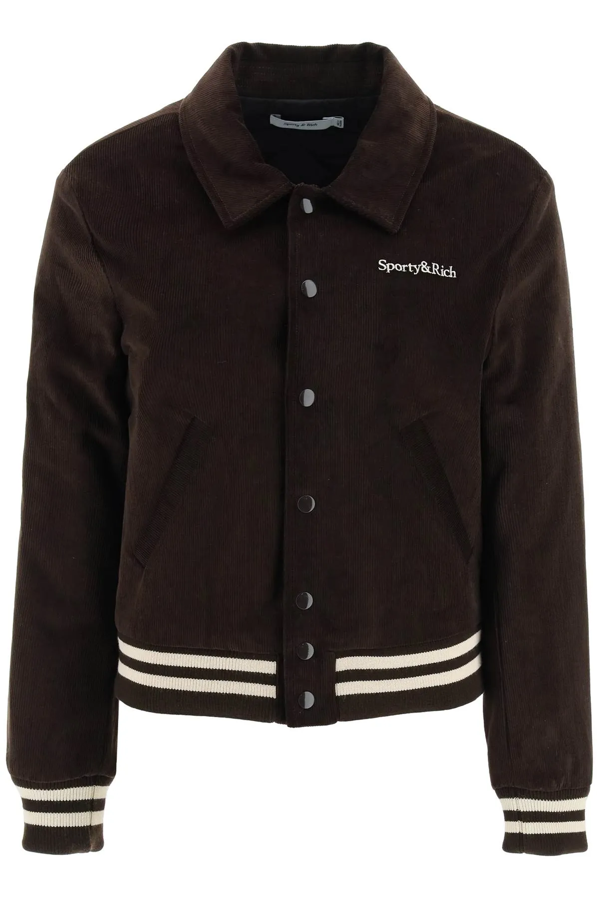 Sporty rich corduroy varsity jacket