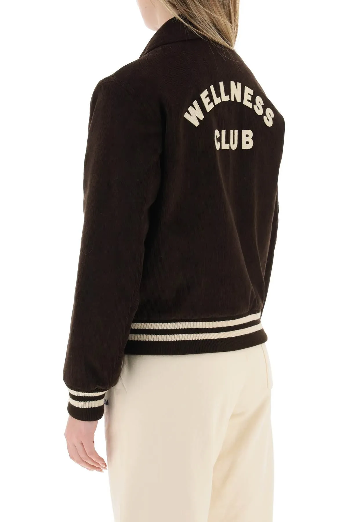 Sporty rich corduroy varsity jacket