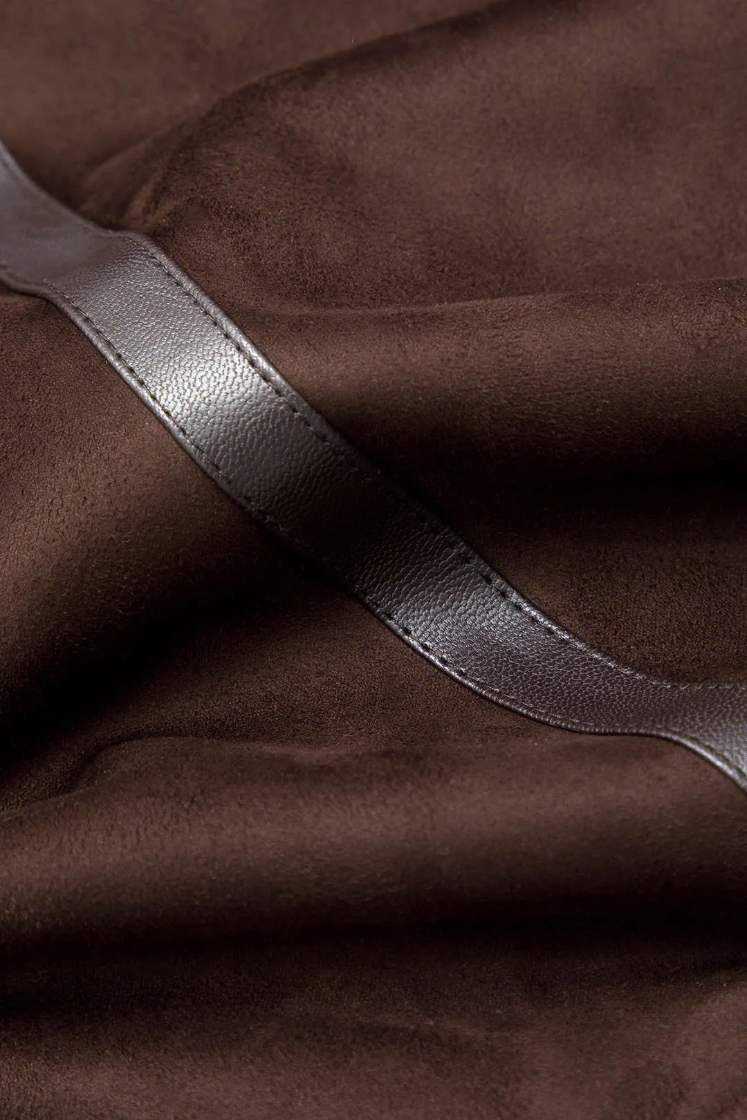 Suede Zip-Up Buckle Fur Ceket