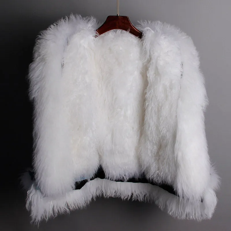 Women's Winter Casual Thick Denim Hooded Parka With Sheep Fur